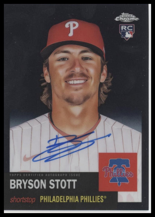 Bryson Stott 2022 Topps Chrome Platinum Anniversary Auto Black Refractor #/10 - Front
