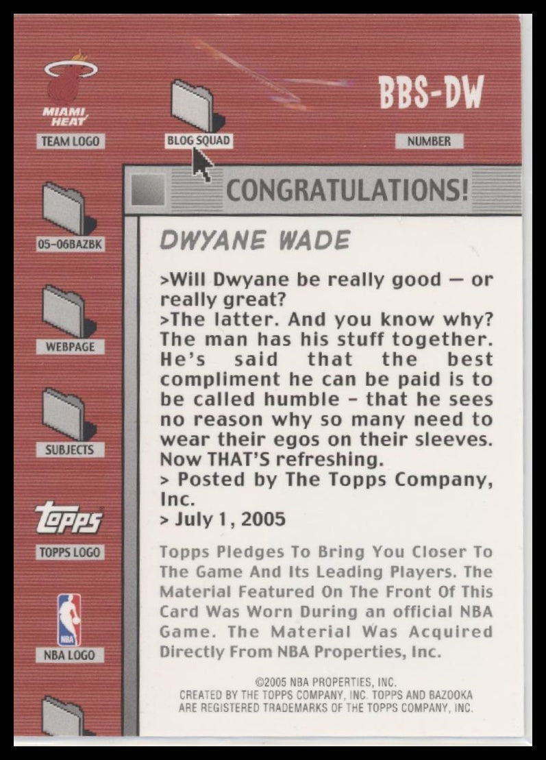 Dwayne Wade 2005 Bazooka Game Worn Jersey - Back