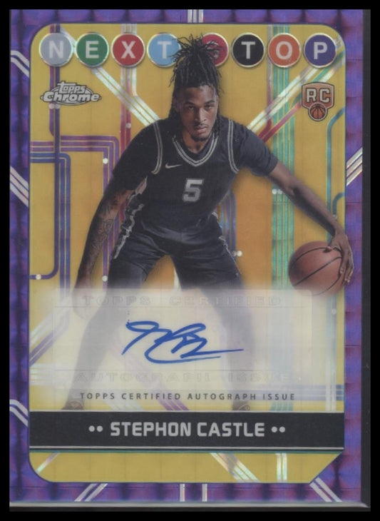 Stephon Castle 2024-25 Next Stop Signatures Purple Geometric Refractor - Front