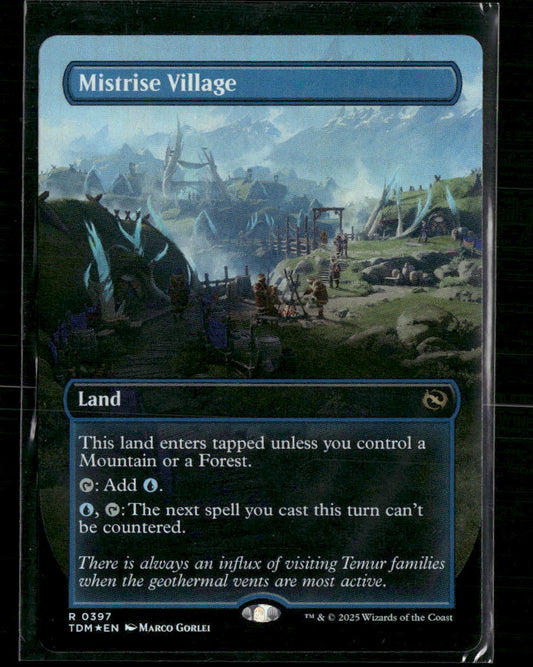 Mistrise Village (Borderless) Tarkir: Dragonstorm #397 Foil - Front