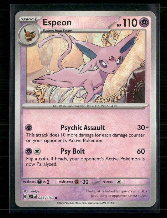 Espeon (Master Ball Pattern) SV: Prismatic Evolutions #033/131 - Front