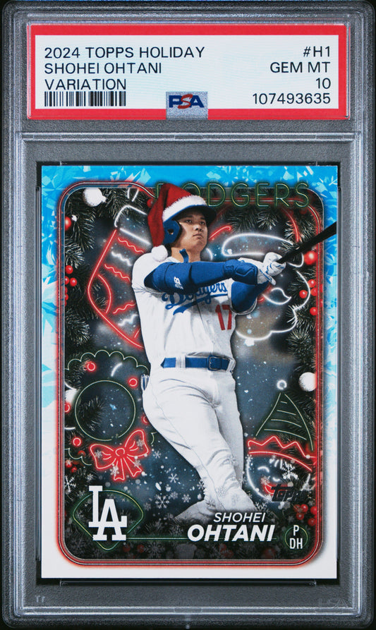 Shohei Ohtani 2024 Topps Holiday #H1 Variation PSA 10 - Front