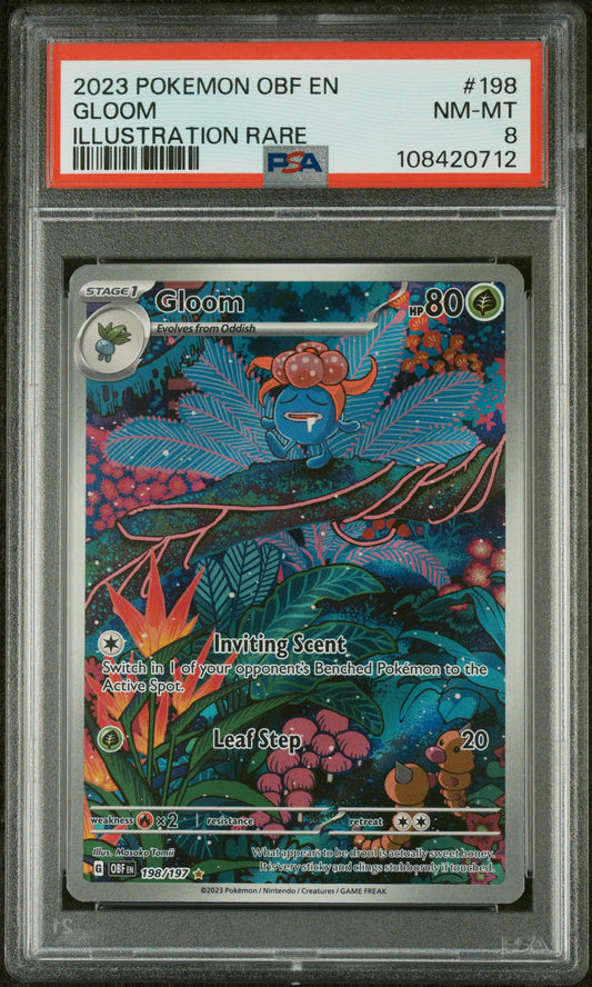 Gloom 2023 Pokemon Obf En-Obsidian Flames #198 Illustration Rare PSA 8 - Front