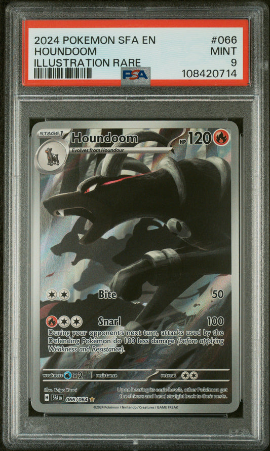 Houndoom 2024 Pokemon Sfa En-Shrouded Fable #066 Illustration Rare PSA 9 - Front