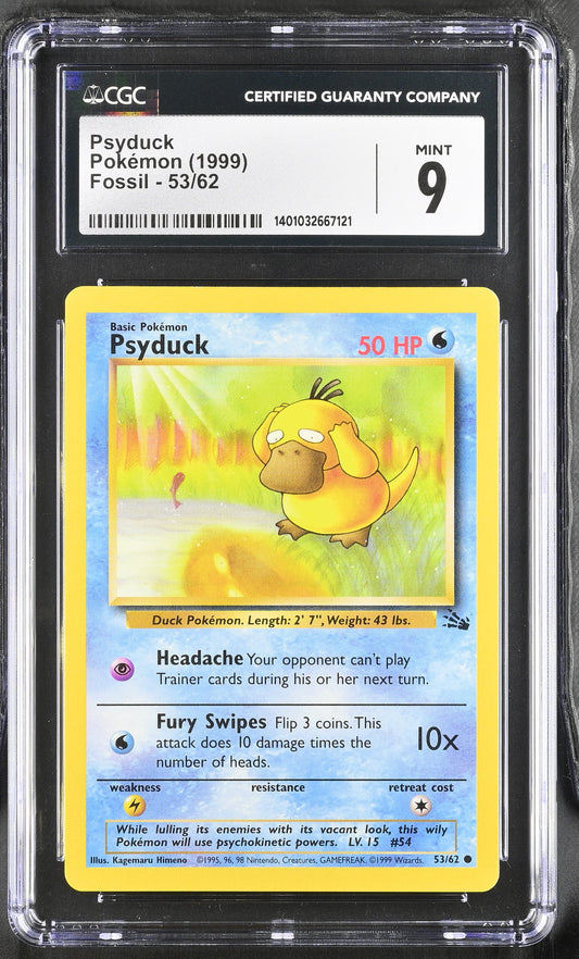 Psyduck 1999 Fossil #53/62 CGC - Front