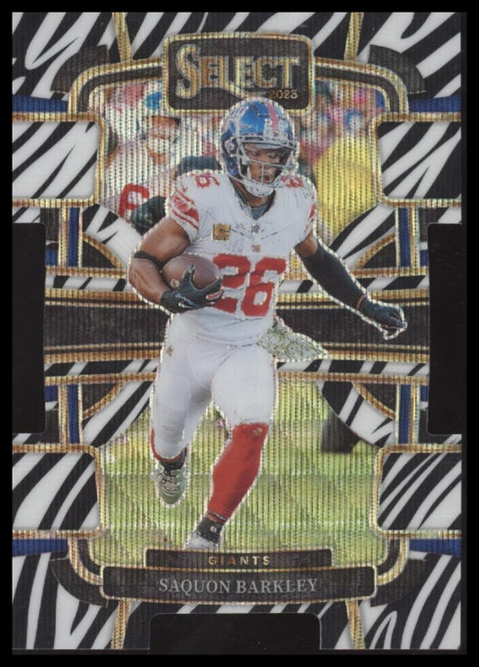 Saquon Barkley 2023 Panini Select #75 Zebra Prizms Die Cuts - Front
