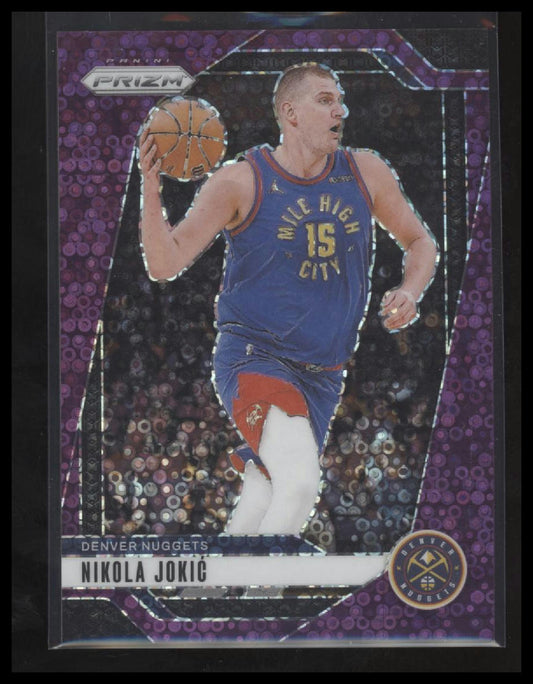 Nikola Jokic 2024-25 Panini Prizm #129 Prizms Fast Break Purple #/75 - Front