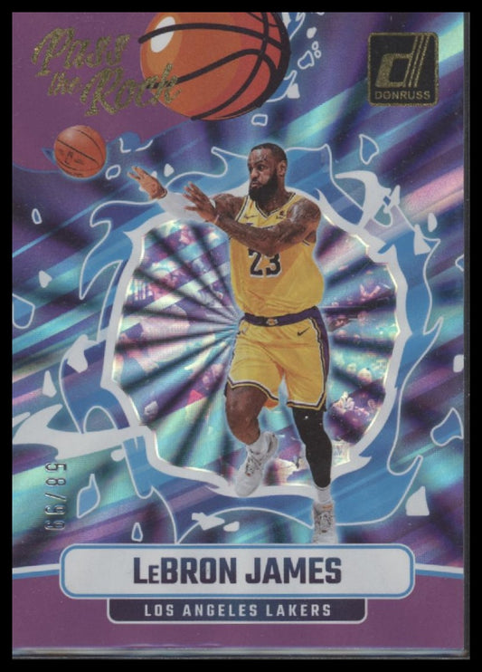 LeBron James 2024-25 Donruss #4 Pass the Rock Holo Purple Laser #/99 - Front