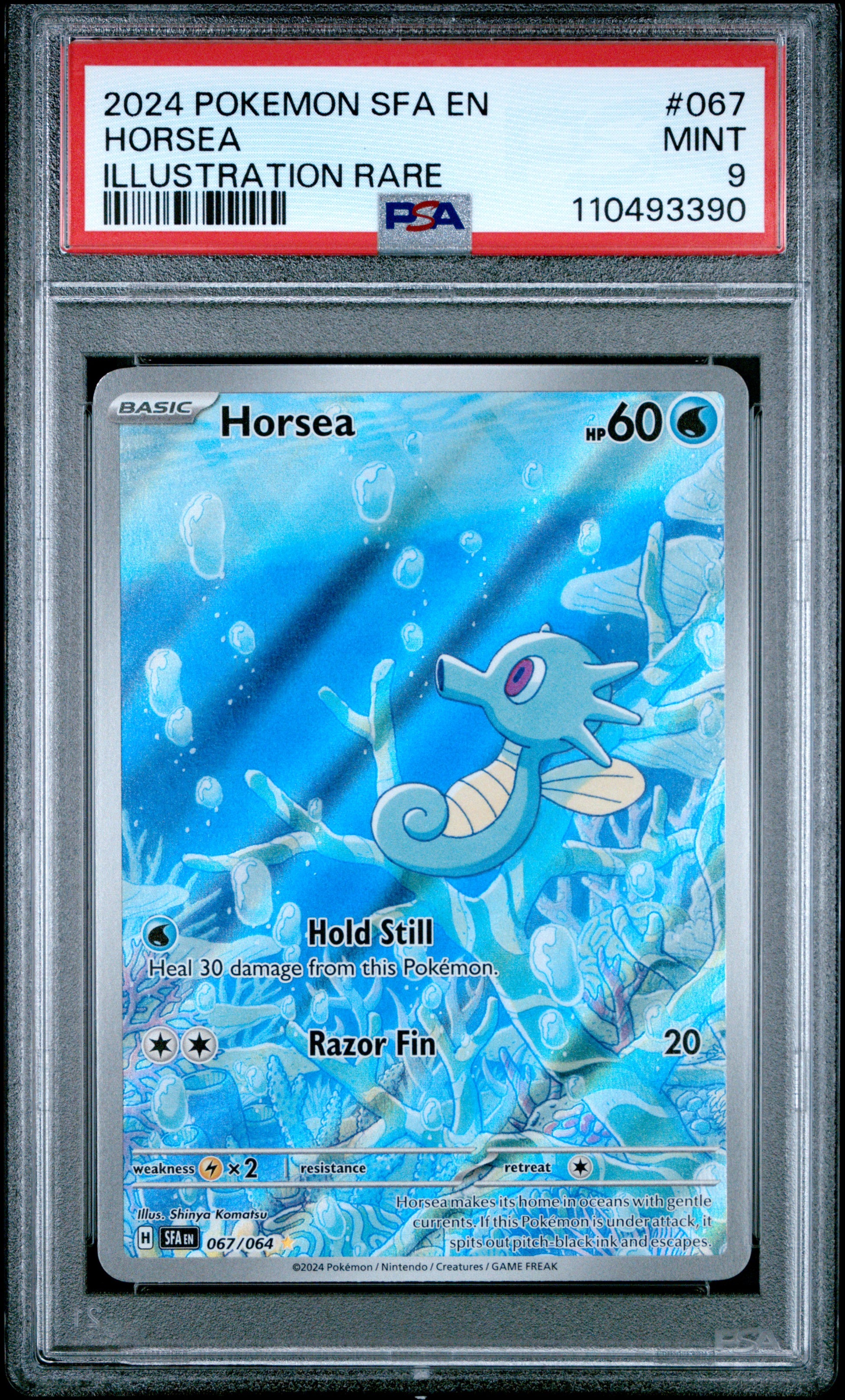 Horsea 2024 Pokemon Sfa En-Shrouded Fable #067 Illustration Rare PSA 9 - Front