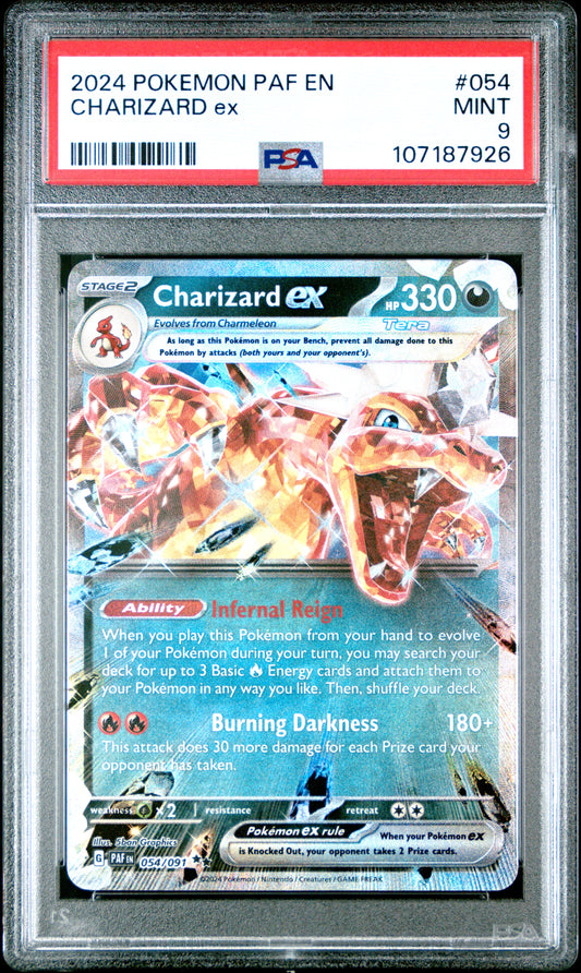 Charizard Ex 2024 Pokemon Paf En-Paldean Fates #054 PSA 9 - Front