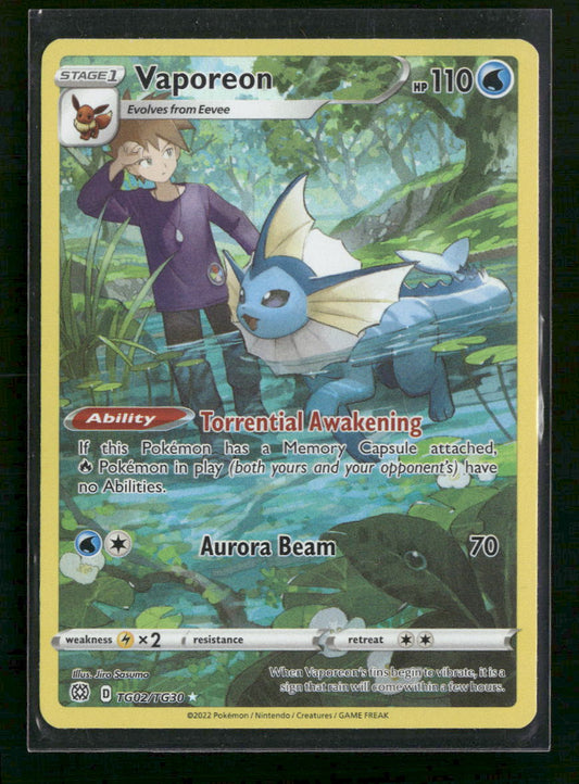 Vaporeon SWSH09: Brilliant Stars Trainer Gallery #TG02/TG30 - Front