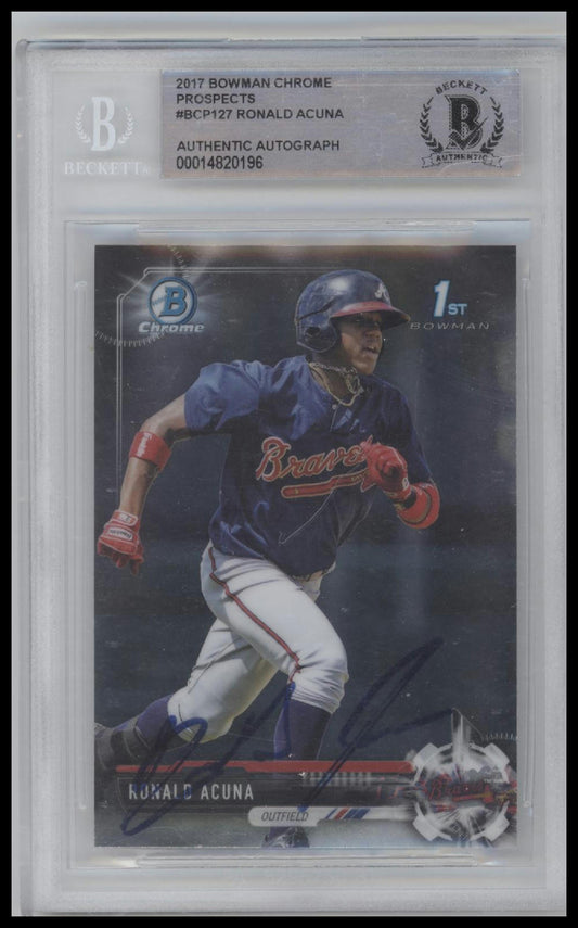 Ronald Acuna 2017 Bowman Chrome Prospects #BCP127 BGS Authentic - Front