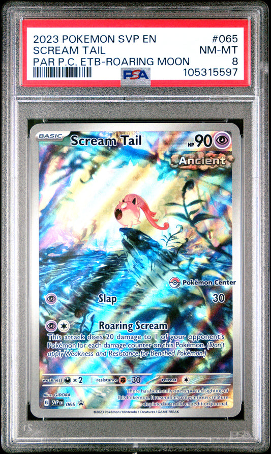 Scream Tail 2023 Pokemon Promo #065 P.C. Etb-Roaring Moon PSA 8 - Front
