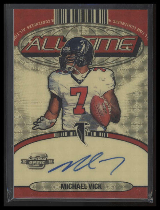 Michael Vick 2024 Panini Contenders Optic All-Time Contenders Gold Vinyl #/1 - Front