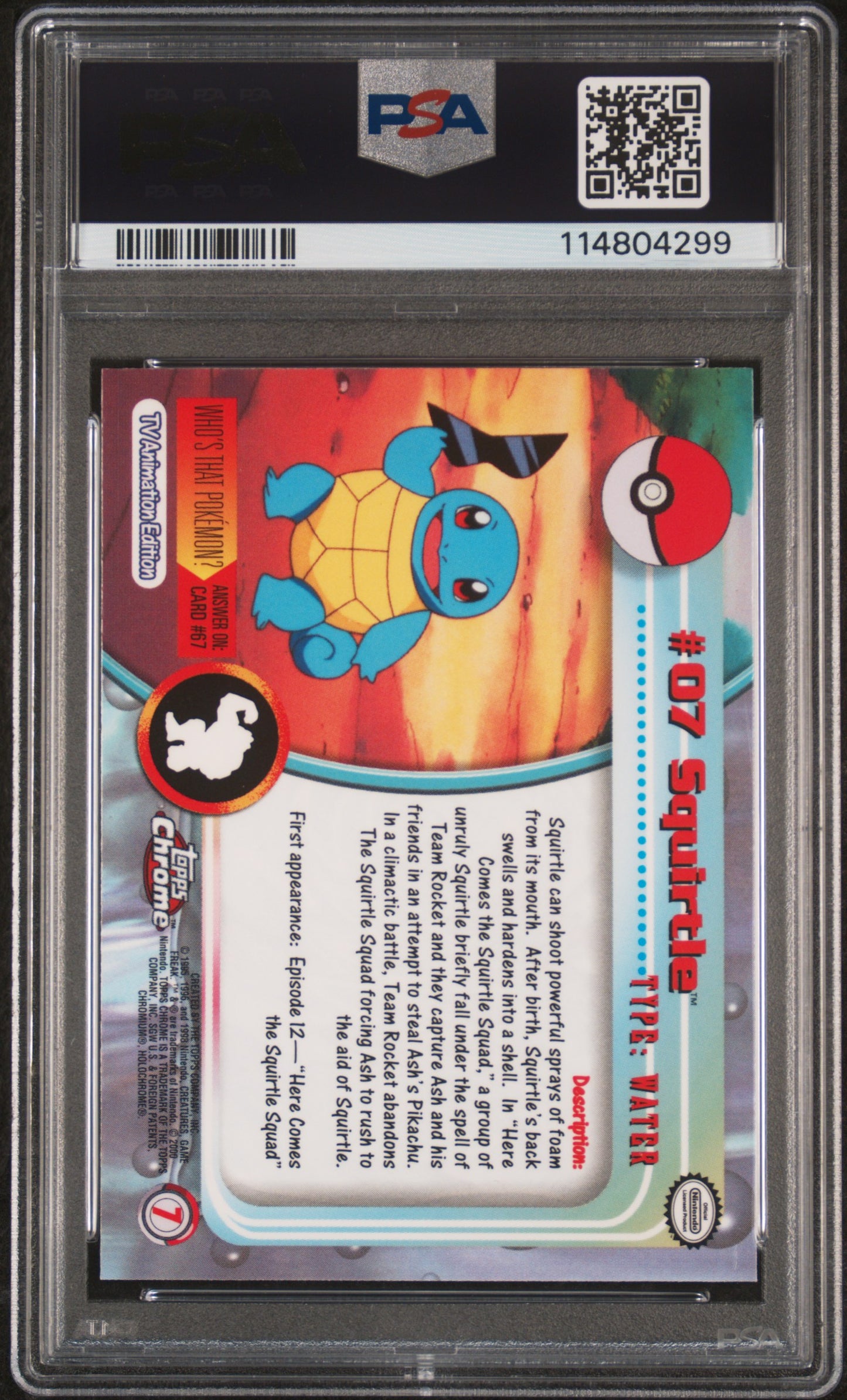 Squirtle 2000 Topps Chrome Pokemon T.V. #7 Pokemon T.V. PSA 8 - Back