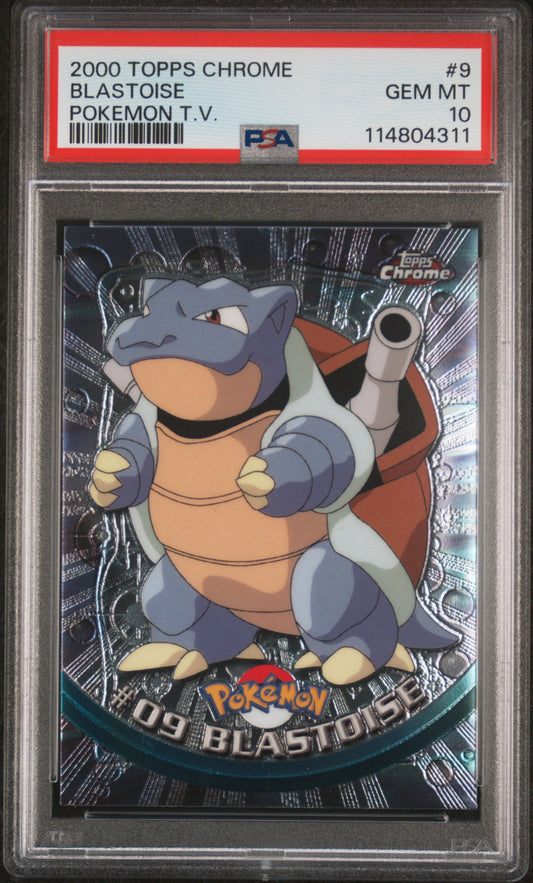 Blastoise 2000 Topps Chrome Pokemon T.V. #9 Pokemon T.V. PSA 10 - Front