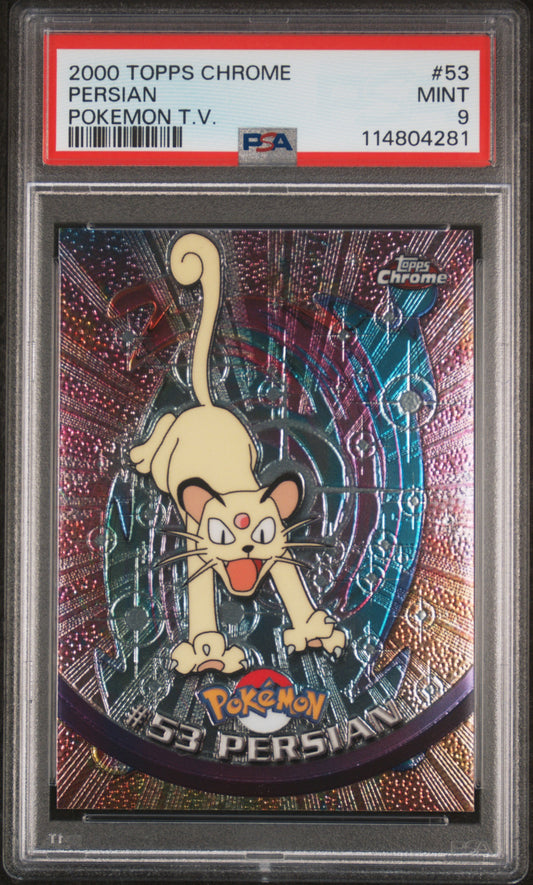 Persian 2000 Topps Chrome Pokemon T.V. #53 Pokemon T.V. PSA 9 - Front