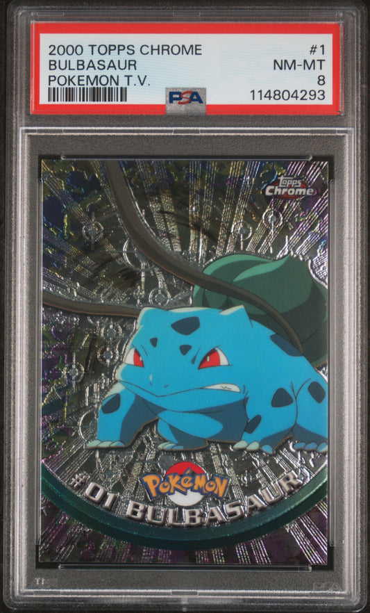 Bulbasaur 2000 Topps Chrome Pokemon T.V. #1 Pokemon T.V. PSA 8 - Front