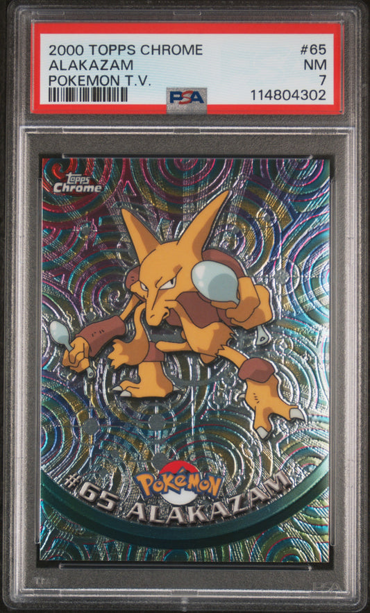 Alakazam 2000 Topps Chrome Pokemon T.V. #65 Pokemon T.V. PSA 7 - Front