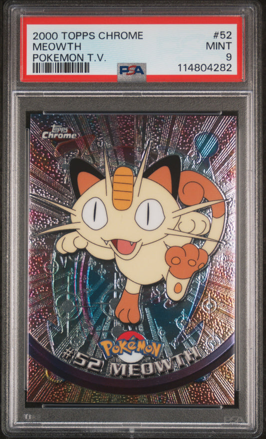 Meowth 2000 Topps Chrome Pokemon T.V. #52 Pokemon T.V. PSA 9 - Front