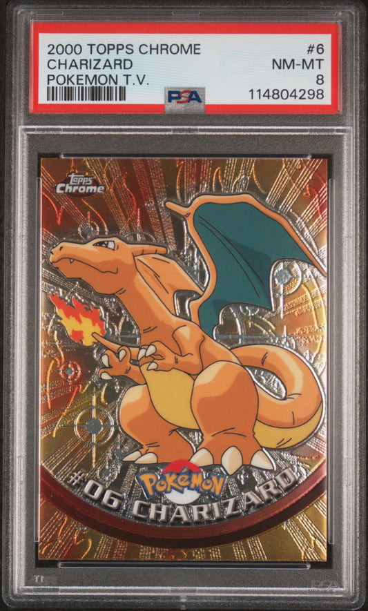 Charizard 2000 Topps Chrome Pokemon T.V. #6 Pokemon T.V. PSA 8 - Front