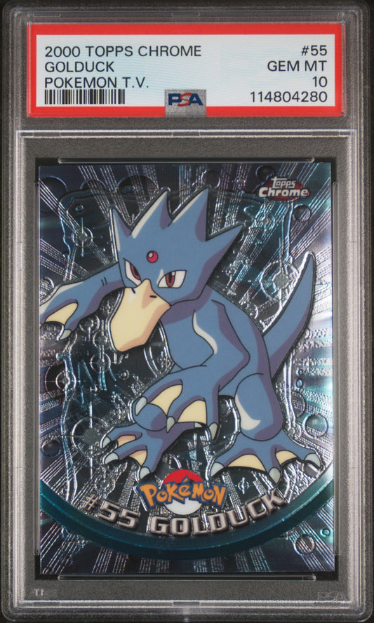 Golduck 2000 Topps Chrome Pokemon T.V. #55 Pokemon T.V. PSA 10 - Front