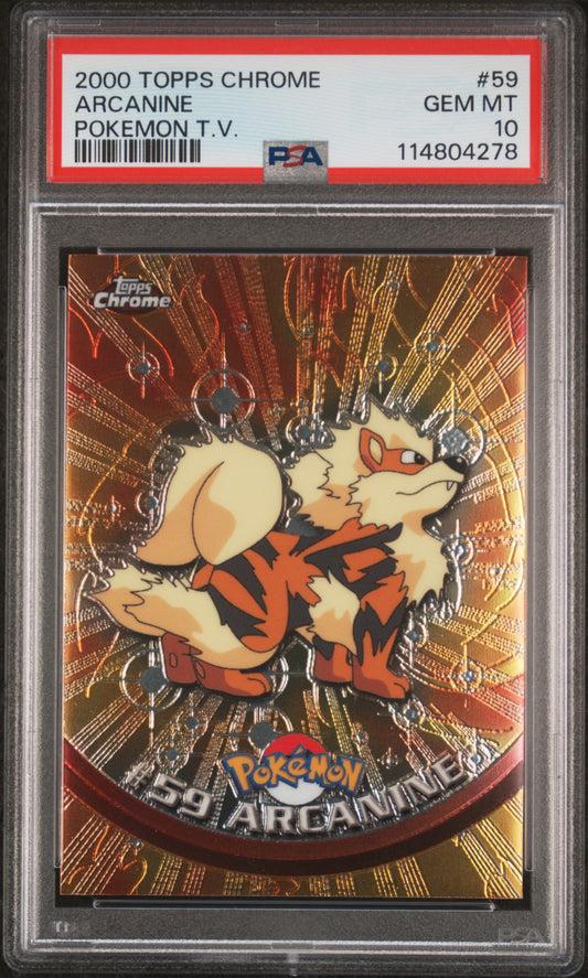 Arcanine 2000 Topps Chrome Pokemon T.V. #59 Pokemon T.V. PSA 10 - Front