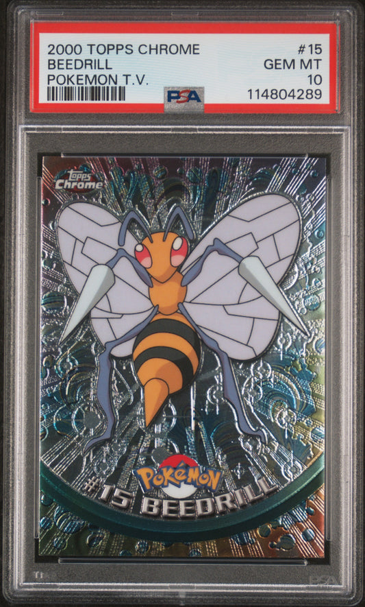 Beedrill 2000 Topps Chrome Pokemon T.V. #15 Pokemon T.V. PSA 10 - Front