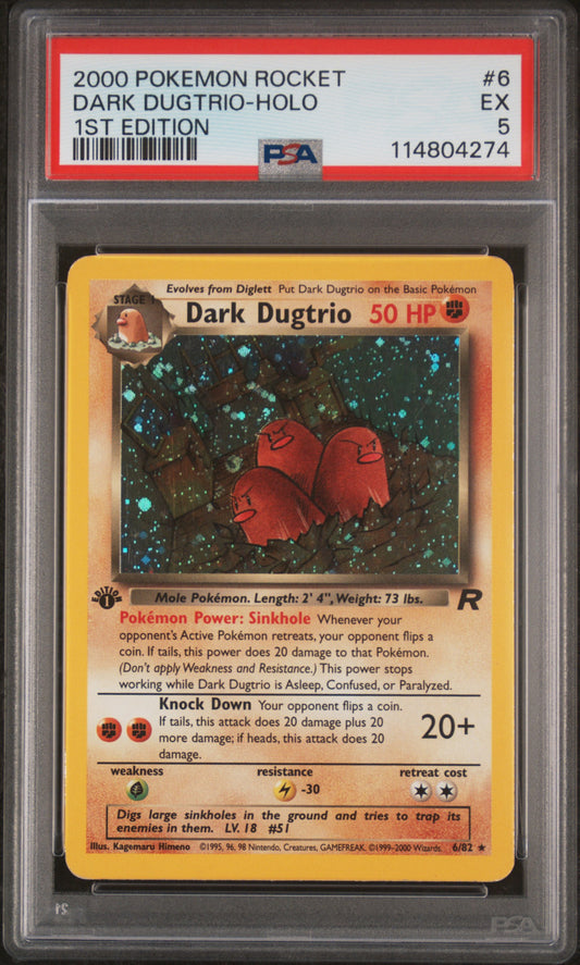 Dark Dugtrio-Holo 2000 Pokemon Rocket #6 1st Edition PSA 5 - Front