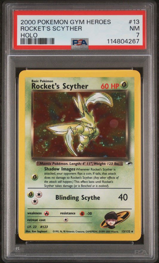Rocket'S Scyther 2000 Pokemon Gym Heroes #13 Holo PSA 7 - Front