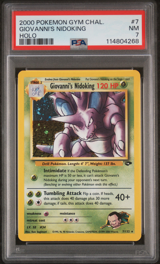 Giovanni'S Nidoking 2000 Pokemon Gym Challenge #7 Holo PSA 7 - Front