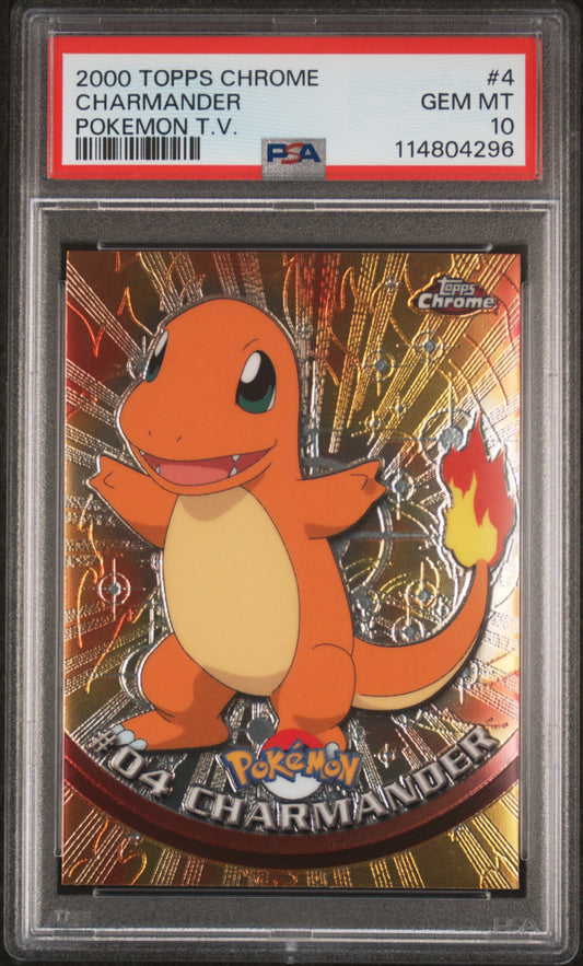 Charmander 2000 Topps Chrome Pokemon T.V. #4 Pokemon T.V. PSA 10 - Front
