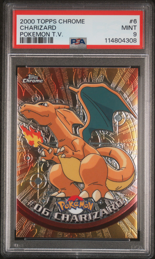 Charizard 2000 Topps Chrome Pokemon T.V. #6 Pokemon T.V. PSA 9 - Front