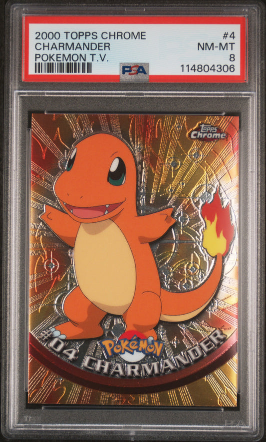 Charmander 2000 Topps Chrome Pokemon T.V. #4 Pokemon T.V. PSA 8 - Front