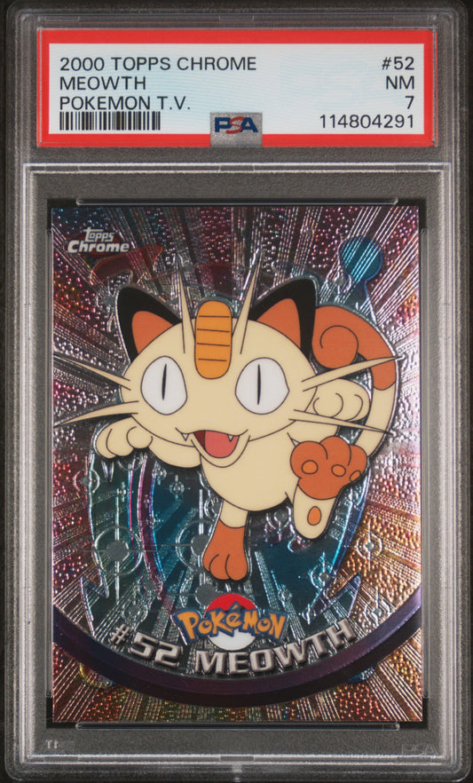 Meowth 2000 Topps Chrome Pokemon T.V. #52 Pokemon T.V. PSA 7 - Front