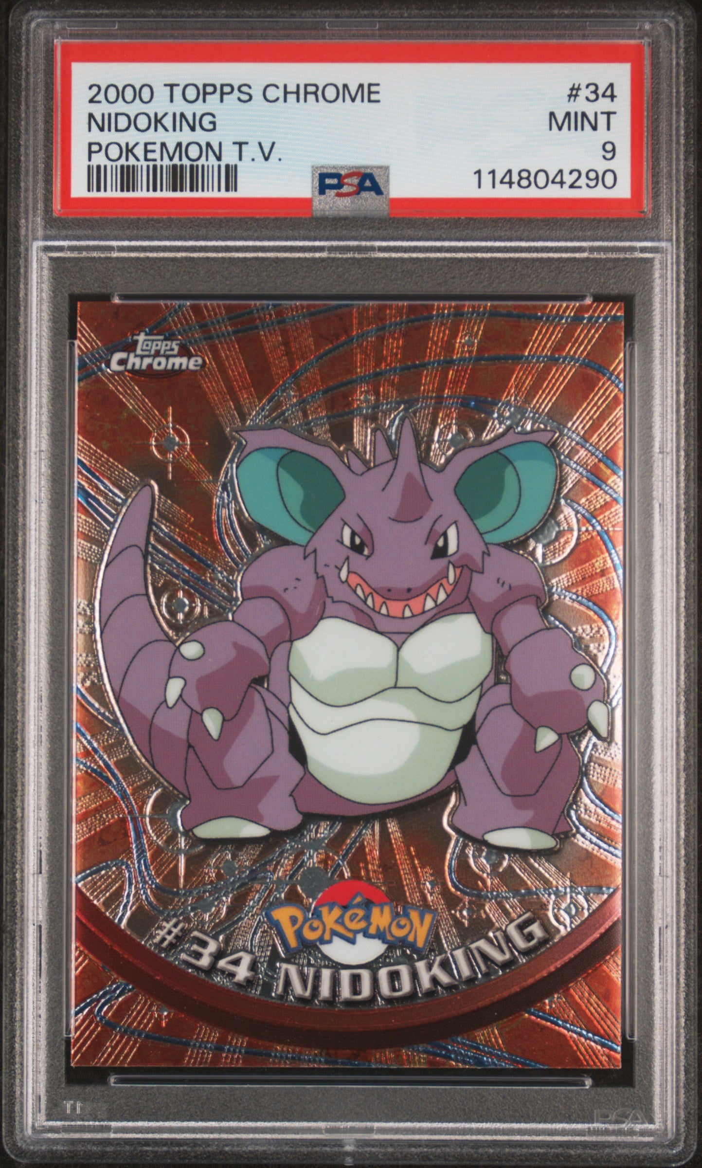Nidoking 2000 Topps Chrome Pokemon T.V. #34 Pokemon T.V. PSA 9 - Front