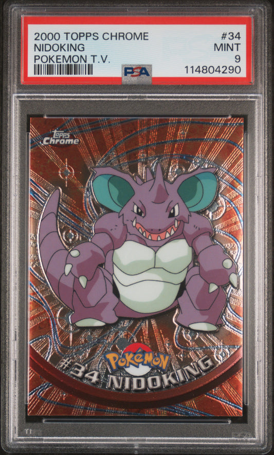 Nidoking 2000 Topps Chrome Pokemon T.V. #34 Pokemon T.V. PSA 9 - Front