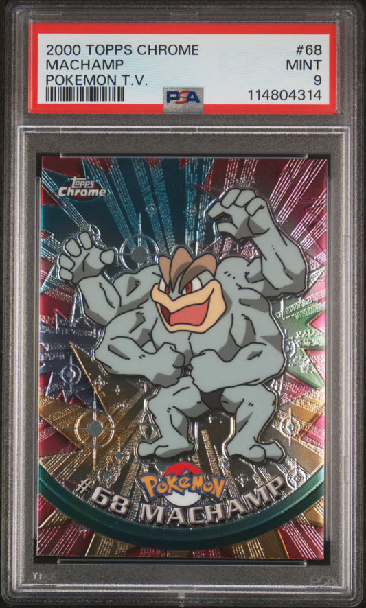 Machamp 2000 Topps Chrome Pokemon T.V. #68 Pokemon T.V. PSA 9 - Front