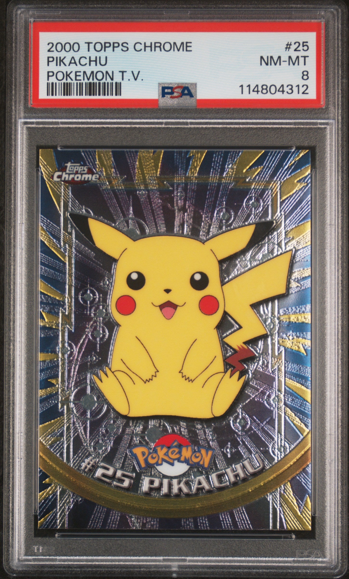 Pikachu 2000 Topps Chrome Pokemon T.V. #25 Pokemon T.V. PSA 8 - Front
