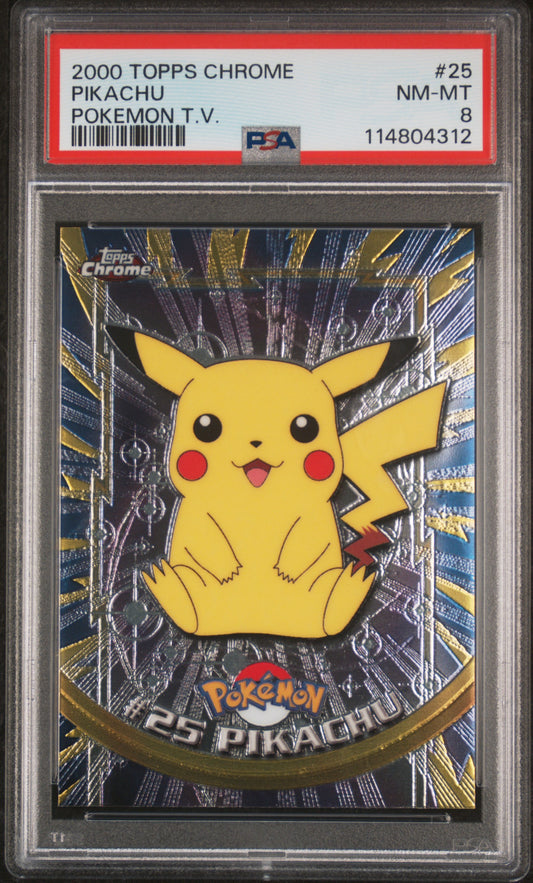 Pikachu 2000 Topps Chrome Pokemon T.V. #25 Pokemon T.V. PSA 8 - Front