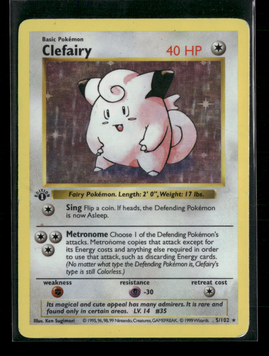 Clefairy Base Set 1st Edition Shadowless #005/102 - Front