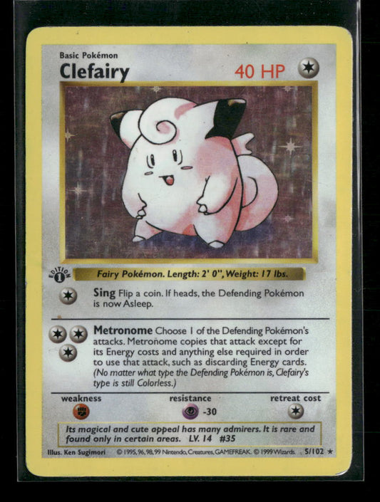 Clefairy Base Set 1st Edition Shadowless #005/102 - Front