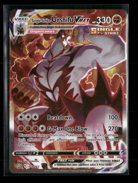 Single Strike Urshifu VMAX (Alternate Art Secret) SWSH05: Battle Styles #168/163 - Front