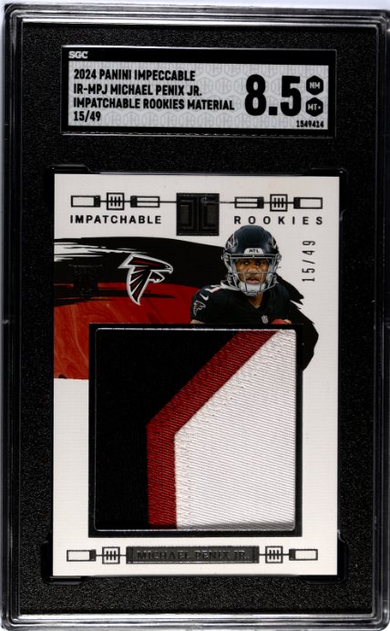 Michael Penix Jr. 2024 Panini Impeccable Impatchable Rookies Mat. SGC 8.5 - Front