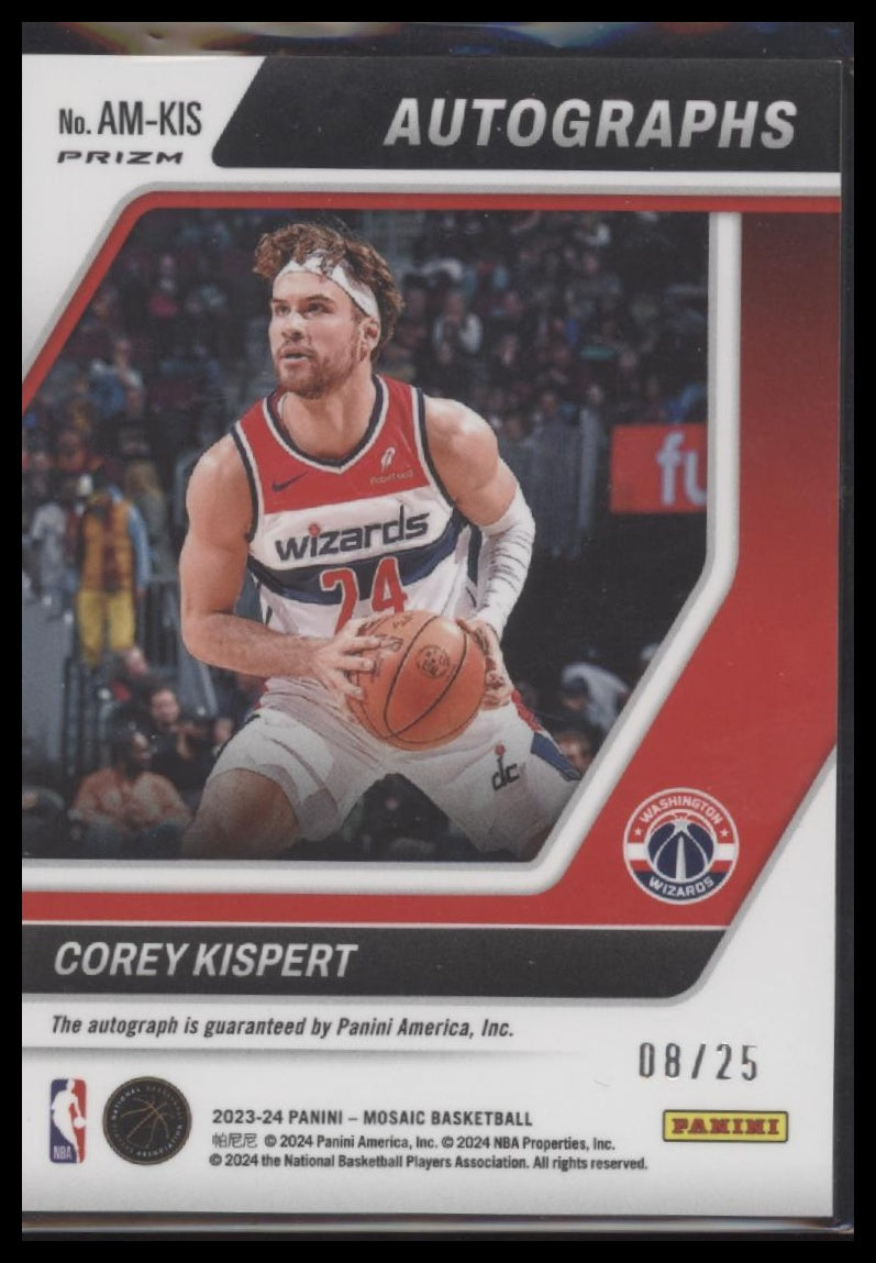 Corey Kispert 2023-24 Panini Mosaic #AM-KIS Autographs Mosaic White #/25 - Back