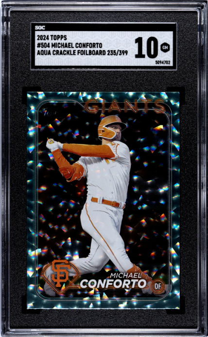 Michael Conforto 2024 Topps #504 Aqua Crackle SGC 10 - Front