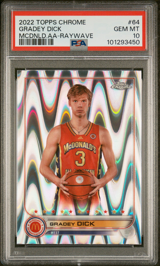 Gradey Dick 2022 Topps Chrome Mcdonald'S All-American #64 Raywave PSA 10 - Front