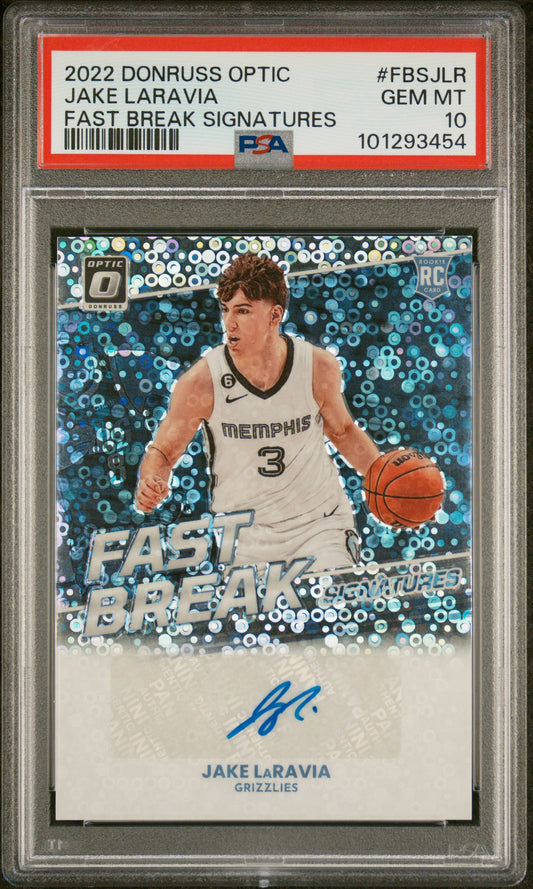 Jake Laravia 2022 Panini Optic Fast Break Sig Fast Break Signatures PSA 10 - Front