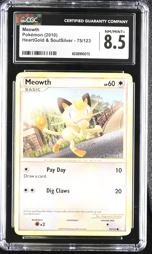 Meowth 2010 HeartGold & SoulSilver #75/123 CGC 8.5 - Front