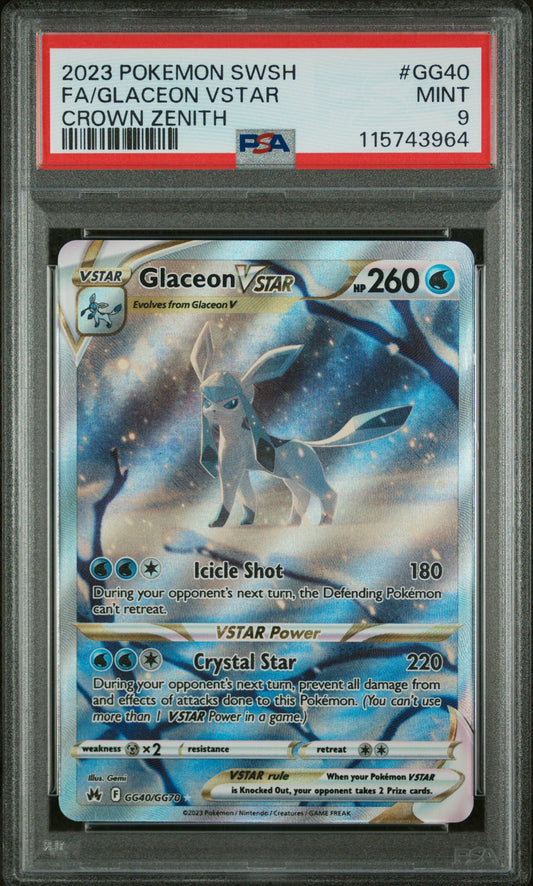 Glaceon Vstar 2023 Pokemon Crown Zenith #GG40 Crown Zenith PSA 9 - Front